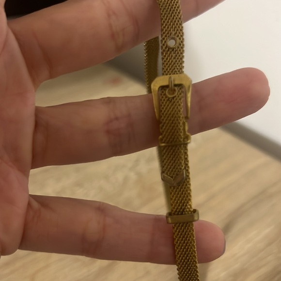 Vintage Buckle Choker Necklace Metal Mesh Gold Tone Chainmail Adjustable - Picture 5 of 6